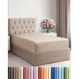 imageTwin XL Fitted Bed Sheet  Bottom Single Fitted Sheet Only  UltraSoft Hotel Luxury Bedding w 816 Inch Deep Pockets  Breathable Cooling amp Wrinkle Free  EasyFit Fade amp Shrink Resistant  Cream