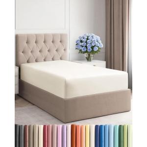 imageTwin XL Fitted Bed Sheet  Bottom Single Fitted Sheet Only  UltraSoft Hotel Luxury Bedding w 816 Inch Deep Pockets  Breathable amp Wrinkle Free  EasyCare Fade and Shrink Resistant  Off White